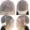 A close-up of a 36 inch synthetic heart cornrow braids wig showing the braided pattern on the scalp and finished style.