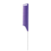 A purple professional pointed tail hair comb and styling brush set.