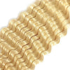 Golden blonde hair braiding extensions shown in a wavy texture and close-up view.