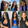 A collage of women showcasing various styles and colors of bulk kinky straight human hair extensions for boho braids.