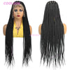 A black 36 inch synthetic heart cornrow braids wig displayed on a mannequin head.