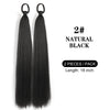Black natural hair extensions, 2 pieces per pack, 18 inches long.