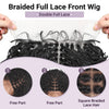 A close-up of a braided full lace front wig showing the hairline and hair texture.