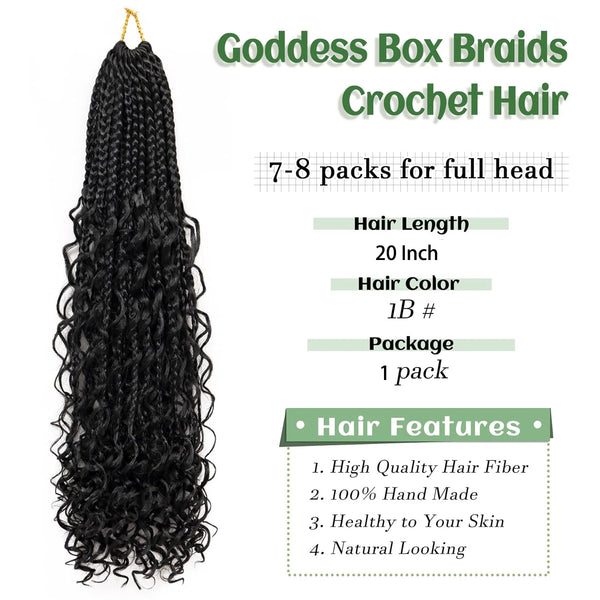 Trenzas de cabello trenzado en crochet estilo rizado largo para caja diosa negra