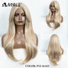 A long blonde wig with an ombre effect displayed on a mannequin head.