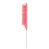 A pink professional pointed tail hair comb and styling brush set.