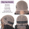Close-up view of a taupe wig cap with adjustable straps and hair seam details.