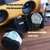 A leather watch travel case organizer showing how a dial diameter exceeding 50mm can be used with a speaker.