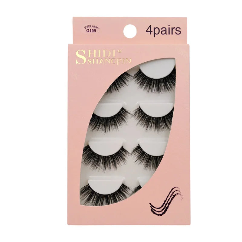 A box of 4 pairs of Shidi Shangpin eyelash extensions for eyes.