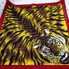 Pañuelo bandana vibrante amarillo y negro con estampado de tigre y cara detallada.