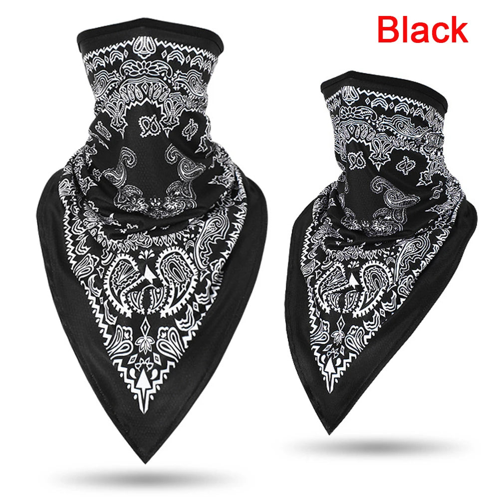Gafete y balaclava negra multifunción con estampado paisley blanco