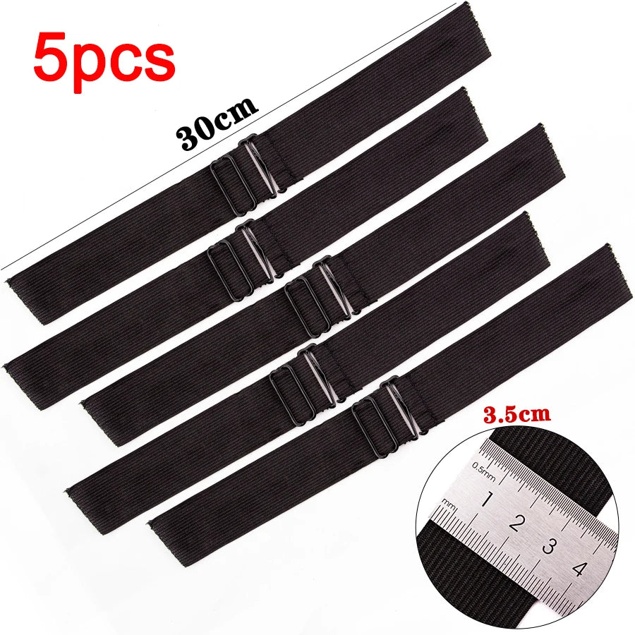 Cinco bandas elásticas de encaje para peluca negra ajustables, miden 30cm y 3.5cm