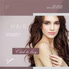 A woman with long, wavy brown hair models 20-inch synthetic invisible wire hair extensions.