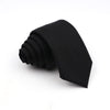 A black men's solid color anti-wrinkle bamboo fiber tie folded and displayed against a white background.