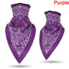 Gafete y balaclava multifunción morado con estampado paisley blanco
