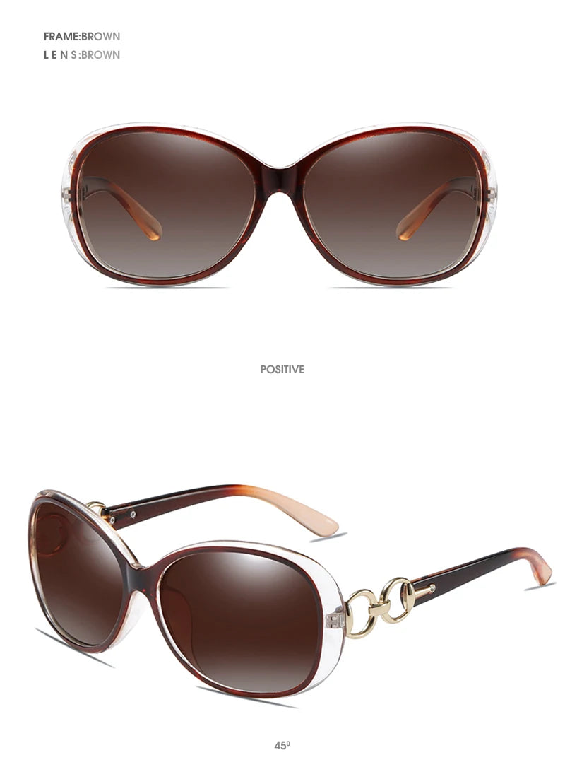 Braunrahmen-Sonnenbrille mit braunen Linsen in Profilansicht.