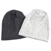 A gray and black rhinestone beanie hat shown folded, featuring small sparkling embellishments.