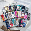 A collection of multi-color silk headbands and scarves featuring various patterns including leopard print, floral designs, an