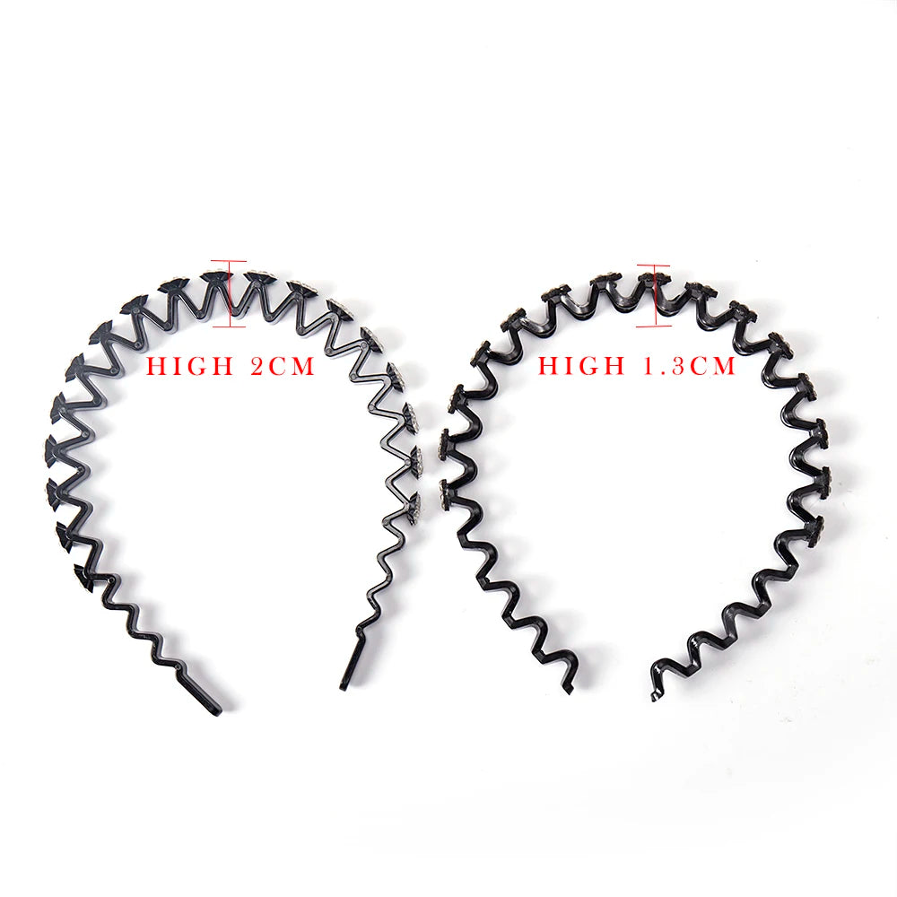 Two black elastic hair hoops, one measuring 2cm and the other 1.3cm.
