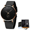 A black LIGE mens quartz sport watch with a gold-tone stainless steel case and black strap.