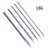A set of 18 gauge disposable sterile piercing needles.
