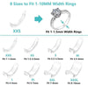 A set of eight silicone rings for adjusting 1-10mm width rings, labeled from XXS to XXXL.