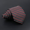 A close-up of a folded classic men's tie featuring diagonal stripes in maroon and black.