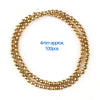 A string of small, round gold-plated hematite beads used for DIY jewelry.