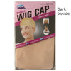 Packaging for a Dark blonde Deluxe Wig Cap featuring a model and instructions.