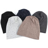 A collection of four gray and black rhinestone beanie hats displayed on a white background.