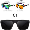 A display of various 918 color polarized sport sunglasses, including black and red options.