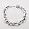 Silver boho punk twisted link necklace with a chain link design