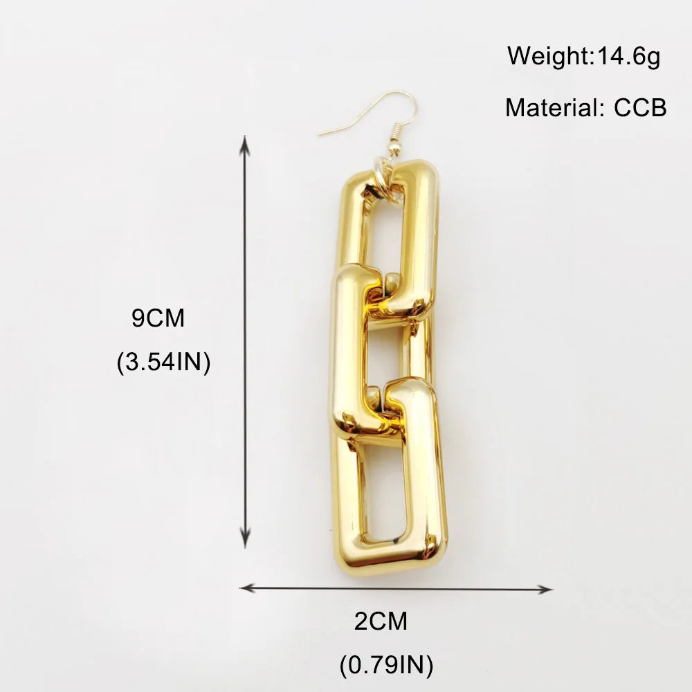 Gold cuban link necklace with ear wires, measuring 9cm long.