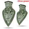Gafete y balaclava multiuso verde oliva con estampado paisley blanco