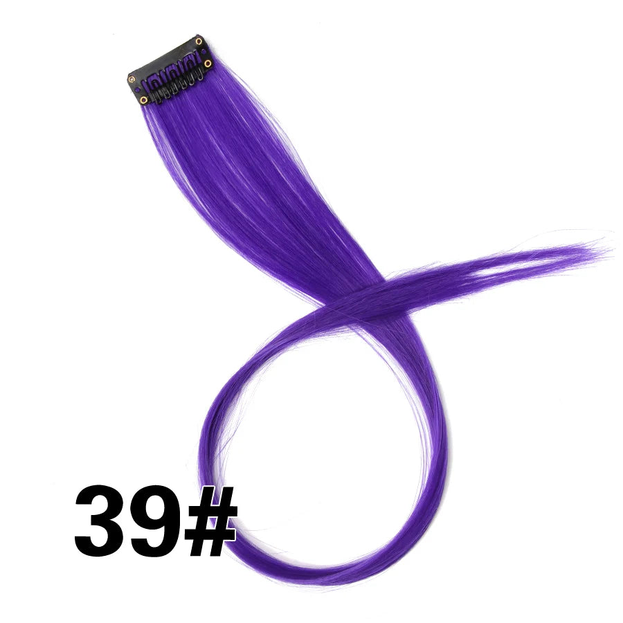A bundle of vibrant purple synthetic hair extensions labeled 39#