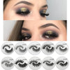 A collection of ten pairs of handmade mink strip eyelashes shown in various styles and shades.