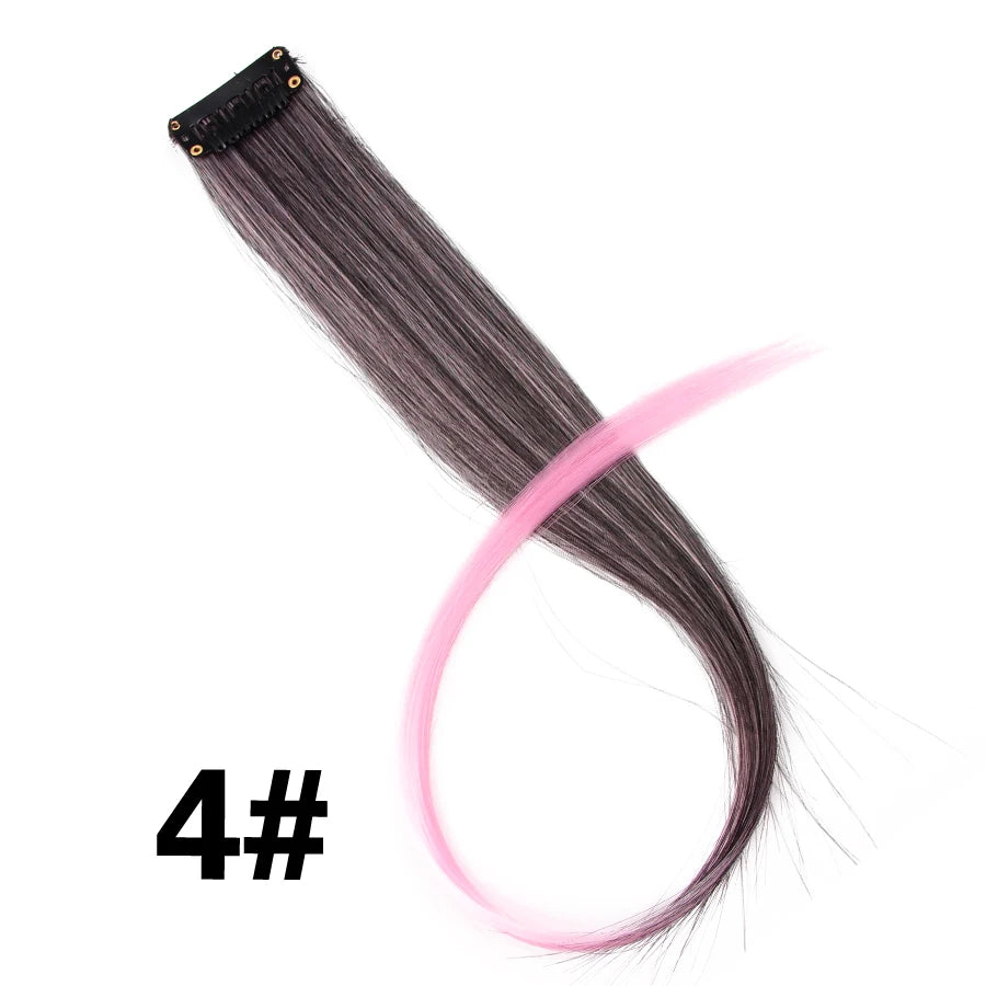 A bundle of dark gray synthetic hair extensions with a pink tip, labeled 4#.
