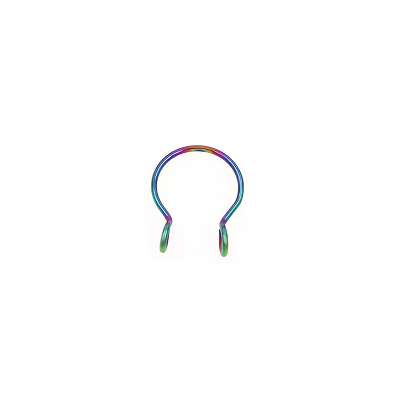 A faux septum nose ring hoop with a zircon accent, designed as a non-pierced clip-on.