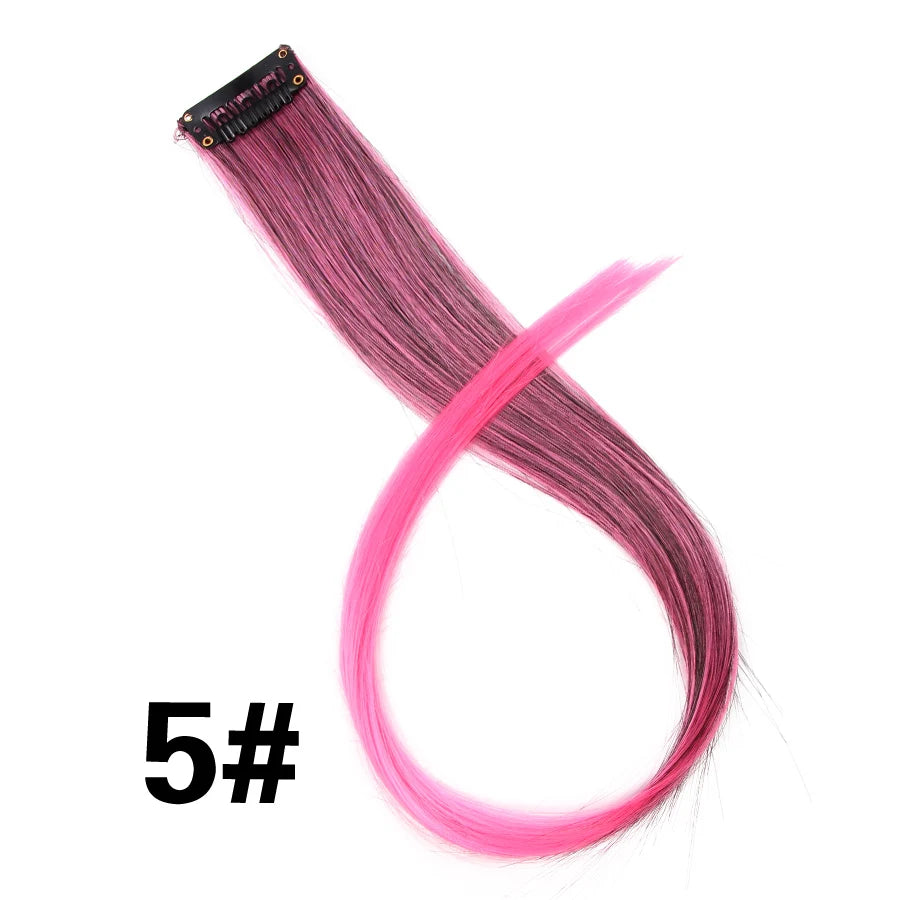A bundle of pink hair extensions with a clip-in attachment shown against a white background.