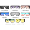 A collection of eight pairs of oversized gradient square sunglasses in various colors including black, grey, brown, blue, sil
