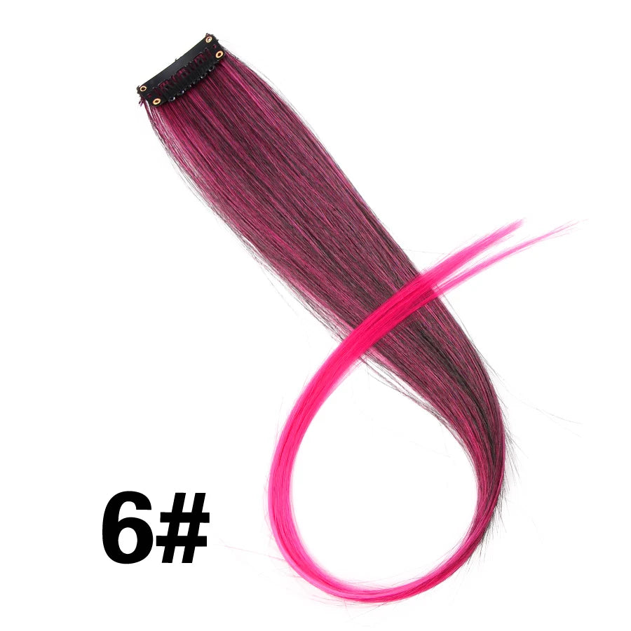 A bundle of vibrant pink and magenta synthetic hair extensions, labeled 6#, shown against a white background.