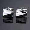 A pair of silver men's classic square cufflinks with a polished finish.