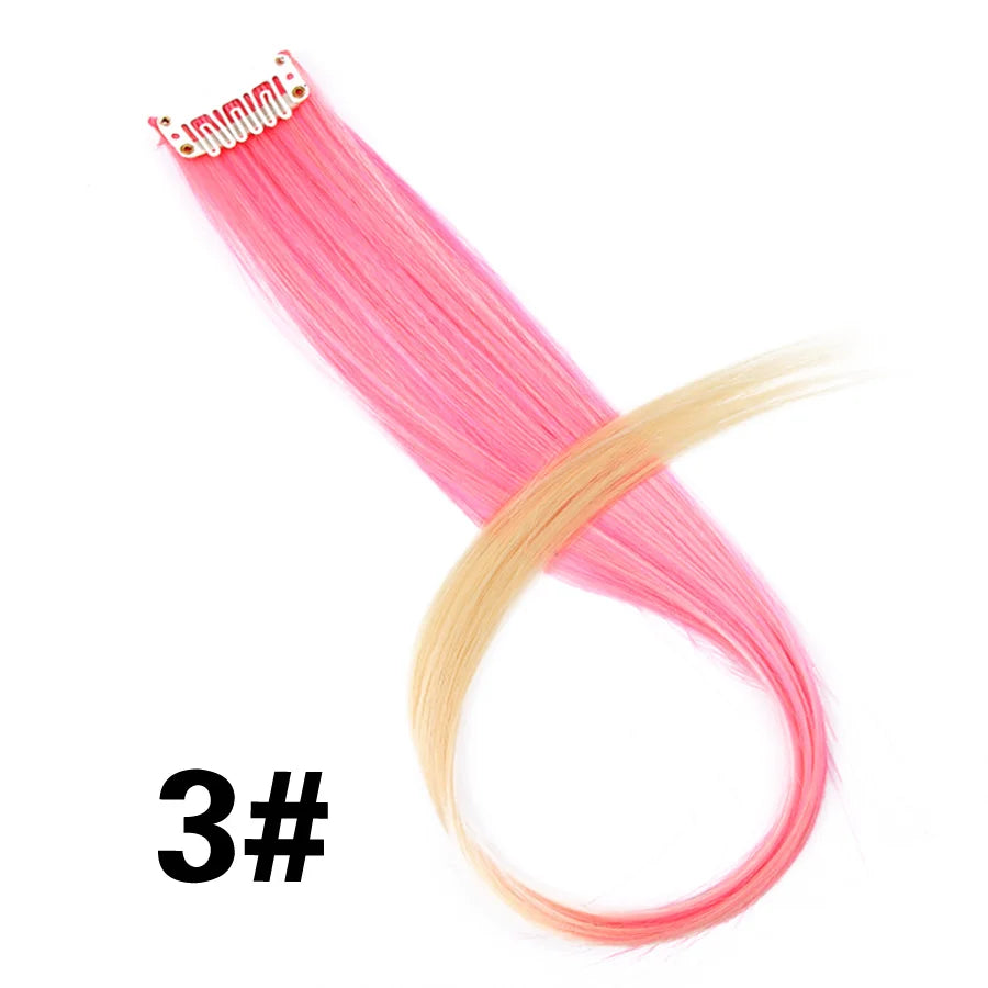 Pink and blonde synthetic hair extensions shown in a circular clip-in format.