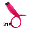 A bundle of bright pink, straight synthetic hair extensions with a clip-in attachment.
