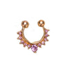 Gold-toned faux septum nose ring hoop with pink zircon accents