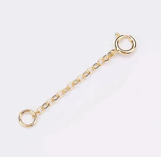 A delicate gold-toned extension chain with a loop for jewelry making.
