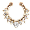 Gold-toned faux septum nose ring hoop with a cluster of clear zirconia stones.