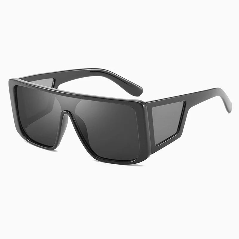 A pair of oversized gradient square sunglasses with dark lenses and black frames.