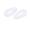 Clear silicone nose pads for eyeglasses shown from above