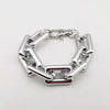 Silver boho punk twisted link necklace with a bail and a clasp